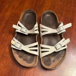 Birkenstock BIRKIS Moorea Granada Rhinestone Silver Buckle Sandals Size 245 38 7